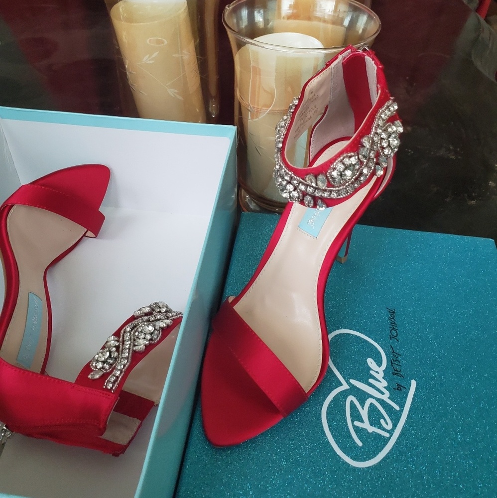 Betsy Johnson Heels-Red Satin - Picture 2 of 4